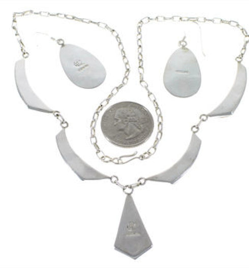 Multicolor Silver Earrings And Link Necklace Set GS75434